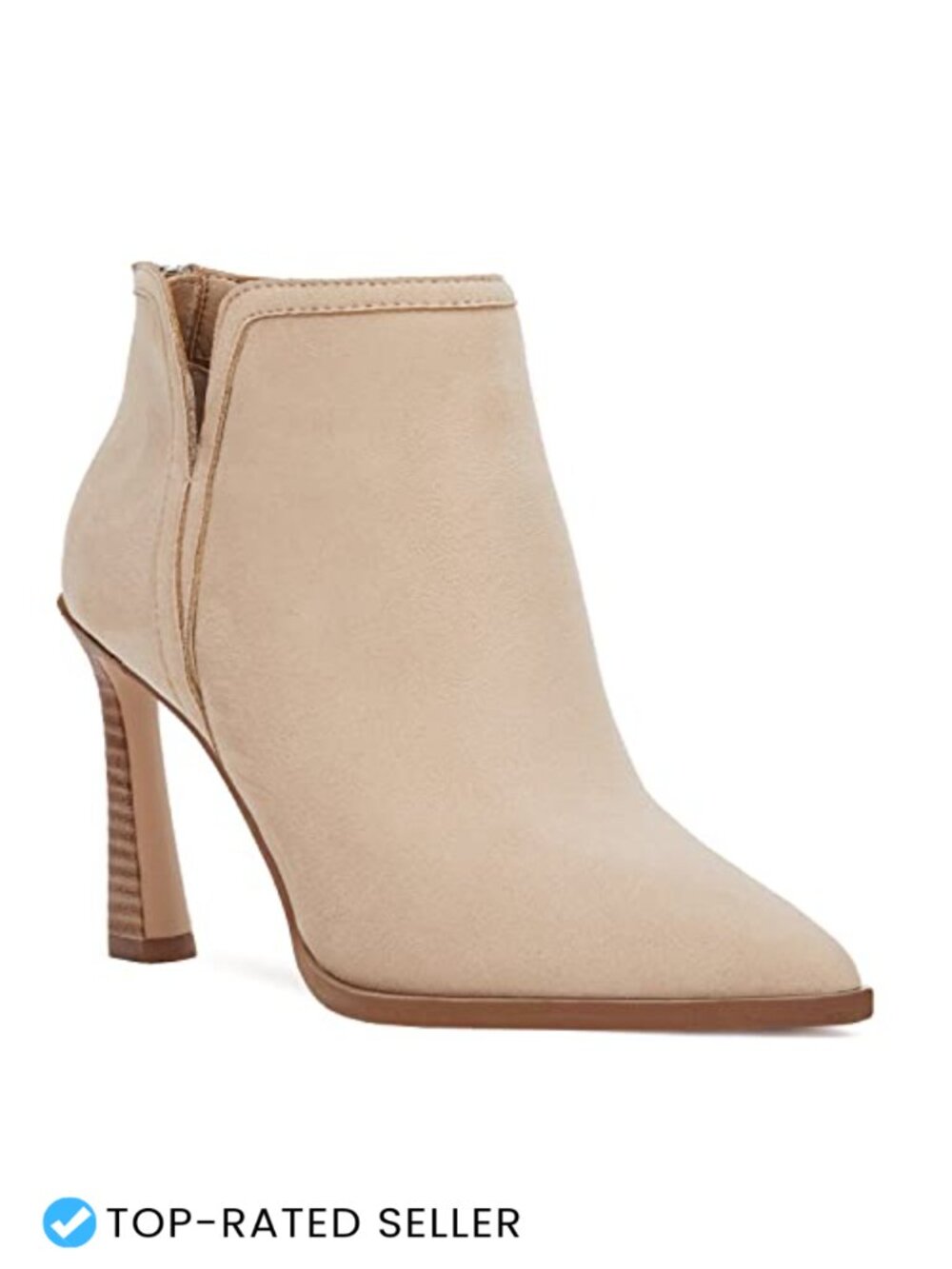 High Heel Ankle Booties Pointed Toe V Cut Back Zipper Faux Suede Synthetic